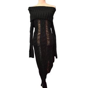 Generation Kiss Stretchy Destroyed Cable Off the Shoulder Dress